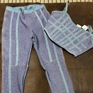 Blue and Teal Bandage Two-Piece Set